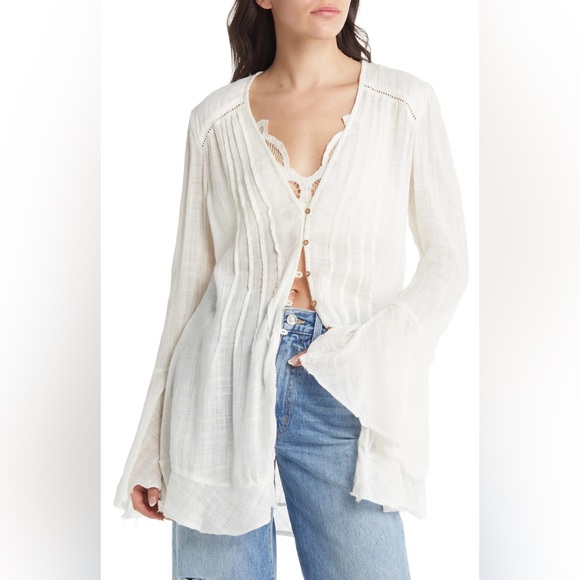 🎉LAST PIECE🎉FREE PEOPLE Greta Gauze Top - Picture 11 of 15